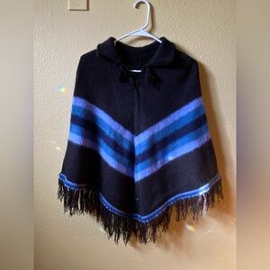 Vintage poncho blue wool